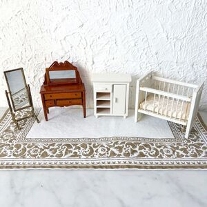 Town Square Miniatures Dollhouse Bedroom Furniture Lot Crib Dresser Mirror 1:12